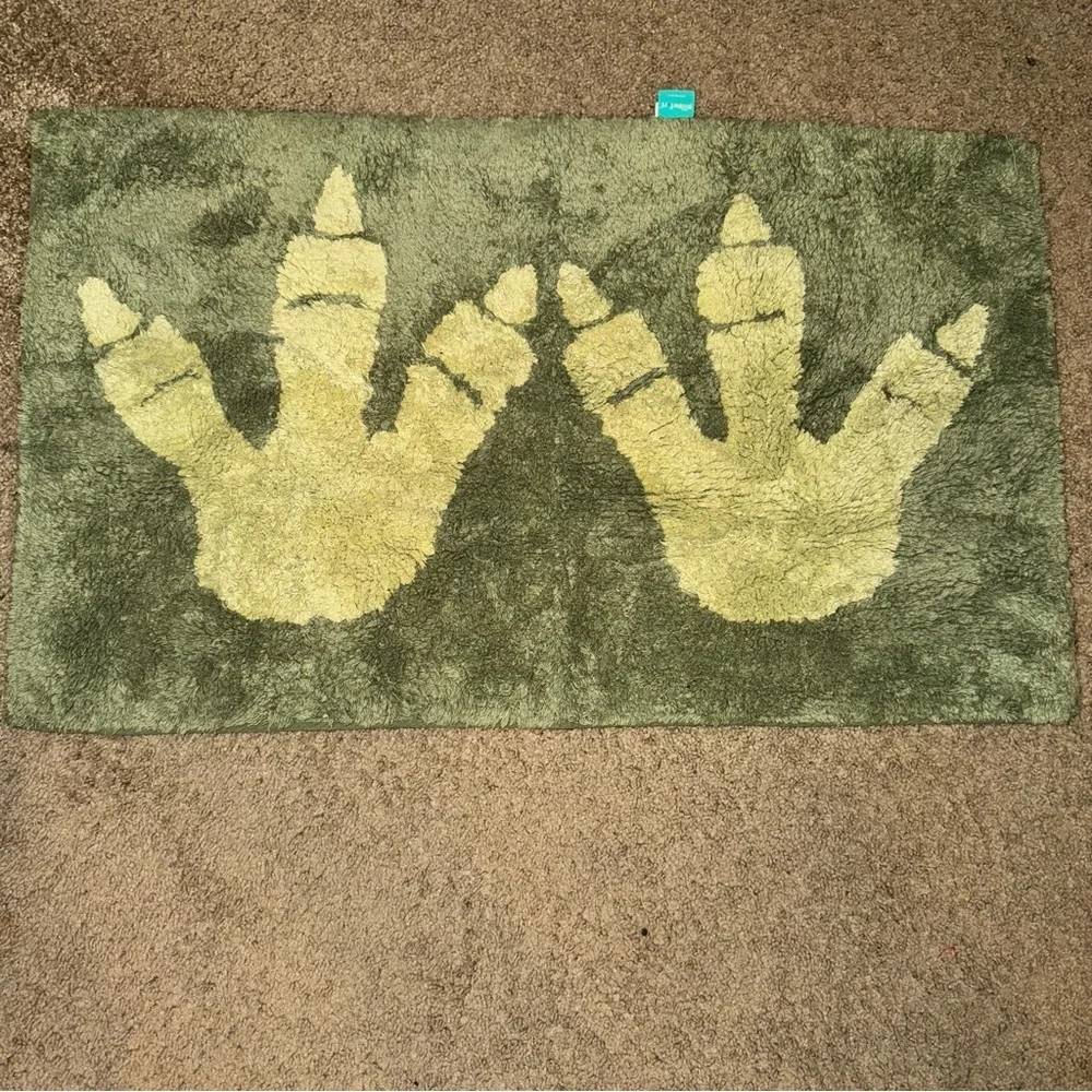 Dinosaur Bath Rug Kids Aqua Green Tufted Cotton Mat 20”x34” Pillowfort